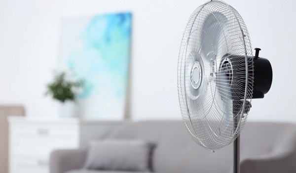 Floor fan in lounge area